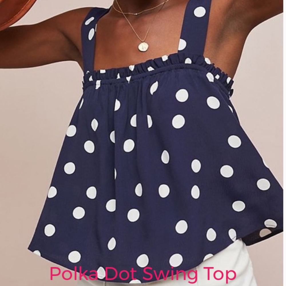 Anthropologie Maeve Blue Polka Swing Top NWT